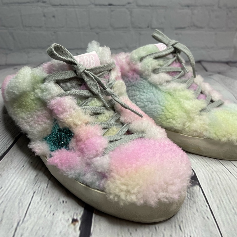 New Golden Goose Sabot Shearling Slip On Sneakers in Aquamarine/Pastel Size 36 - Picture 3 of 12